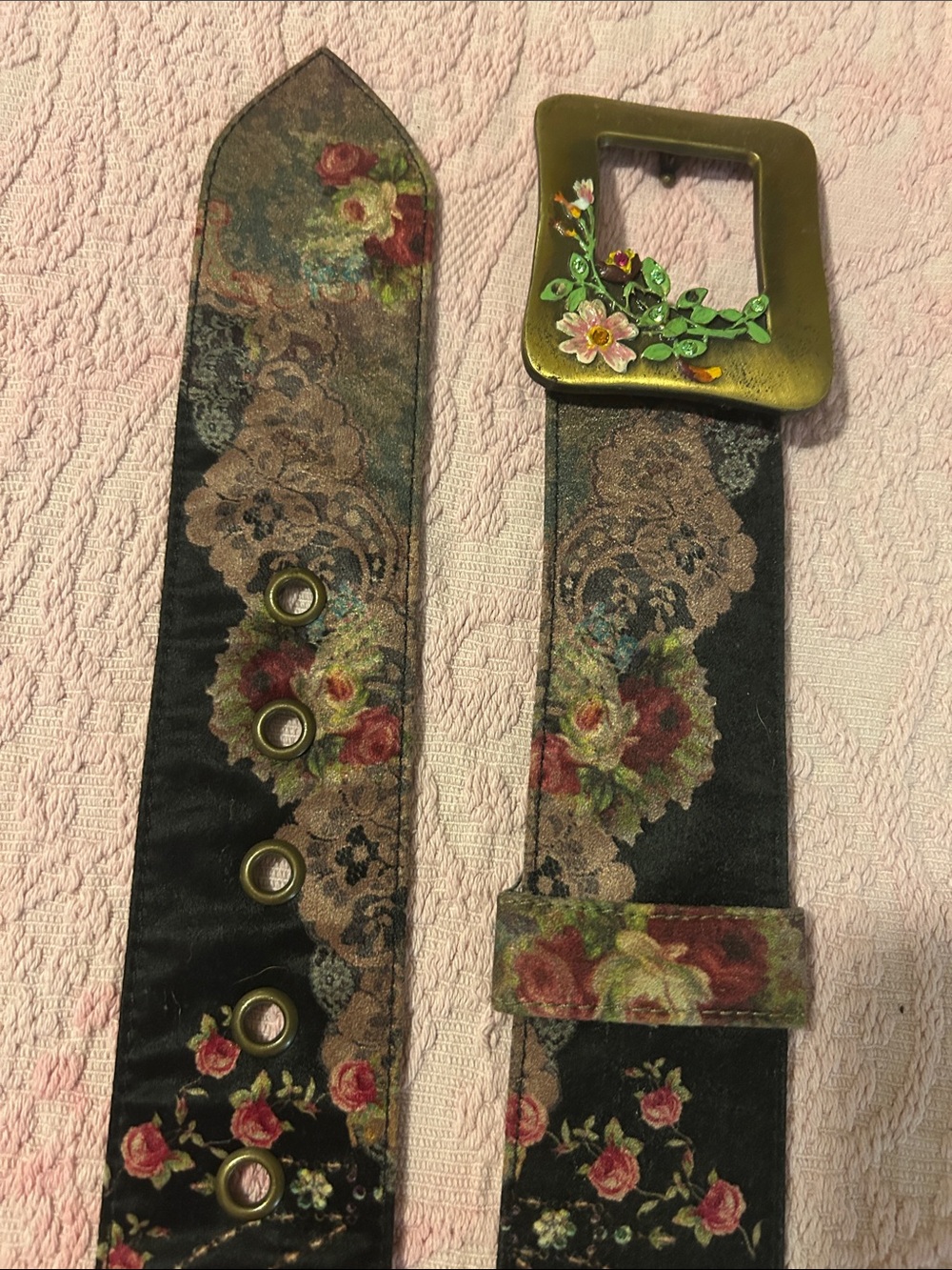 Michal Negrin Rhinestone Velvet Belt